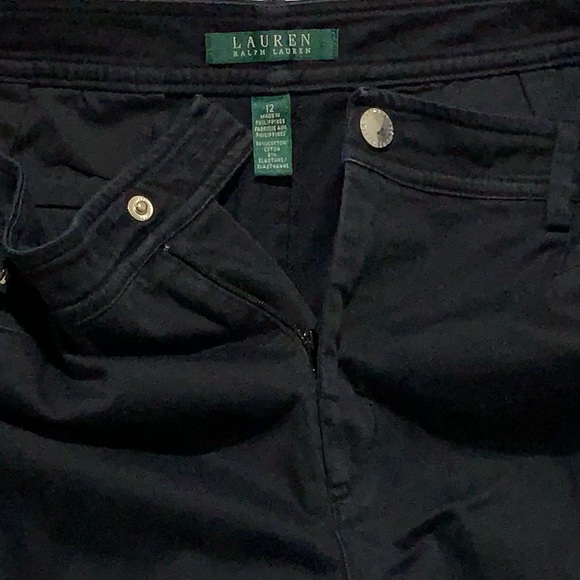 Lauren Ralph Lauren Women’s Black Flat Front Shorts Size 12 Cotton Stretch - Picture 3 of 6